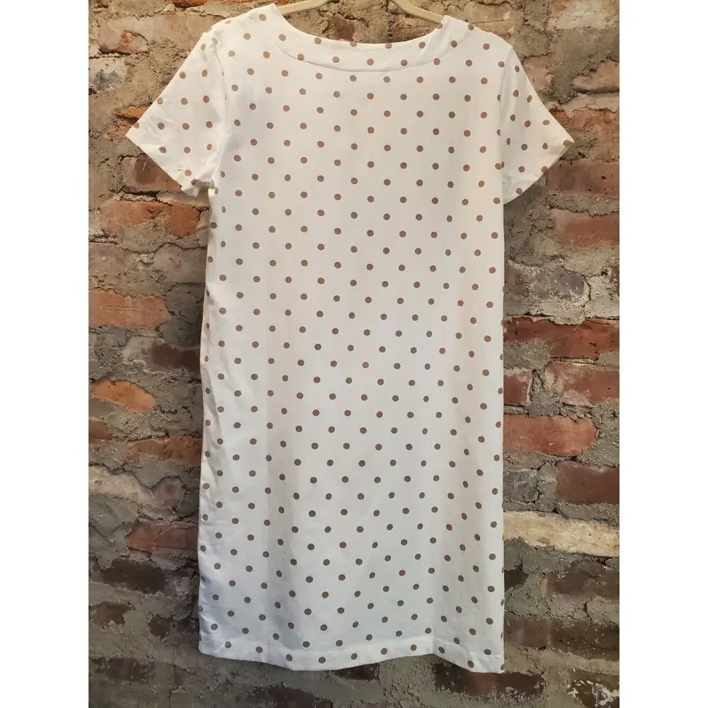 New Tommy Hilfiger Dress Womens Sz S Small White Polka dot Short Sleeves T - Picture 2 of 4